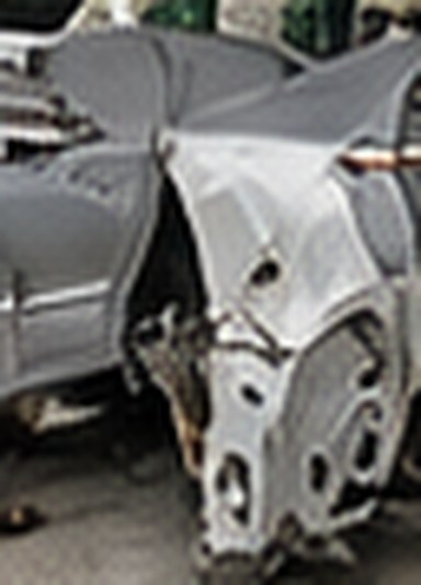 Accord rear quarter panel stripped to bare metal during repair